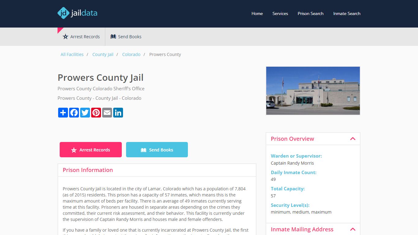 Prowers County Jail Inmate Search and Prisoner Info - Lamar, CO