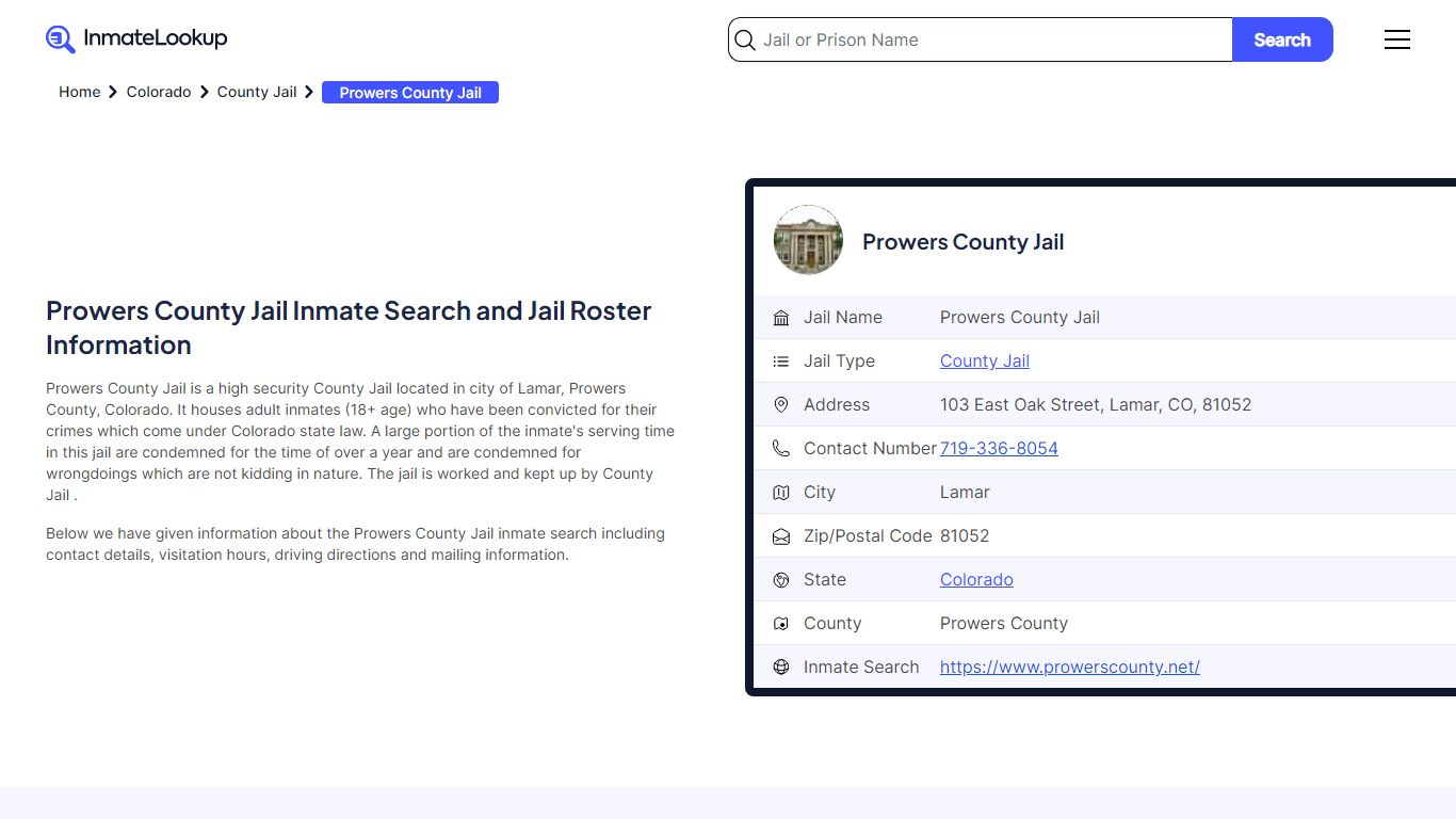 Prowers County Jail (CO) Inmate Search Colorado - Inmate Lookup